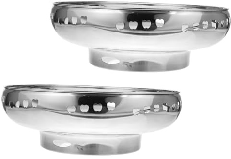 Anneau de Brûleur de Wok en Acier Inoxydable Argenté, Lot de 2 | Gazinière et Plaque Plane, Conception Antidérapante, Résistante aux Hautes Températures Vieillissement