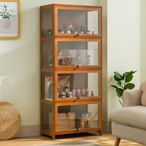 BJZFAA Figure Display Box, Blind Box Storage Display Rack, Cosmetic Household Storage Cabinet, Building Block Acrylic Storage Shelf,4 layers