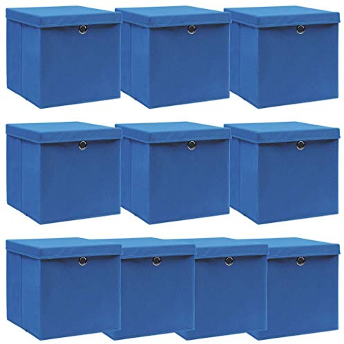 Gecheer Faltbox Aufbewahrungsboxen Mit Deckel 10 STK.Aufbewahrungskörbe Stoffboxen 32 x 32 x 32 cm (L x B x H) aus Vliesstoff (100% Polyester),Violett-142