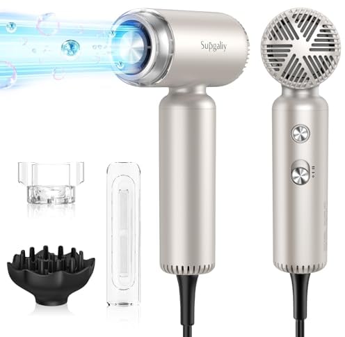 Reisefön mit Diffusor Leicht Klein 1500W, Supgaliy Mini Ionen Föhn(290G Superleicht,2 Modellierzubehör, 4 Temperaturstufen, 2 Luftgeschwindigkeiten) Haarföhn hair dryer