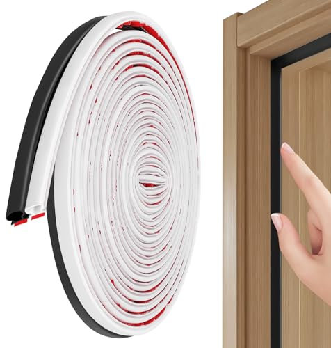 2 Piezas Burlete de Marcos de Puertas y Ventanas Set, 6M Duradero Tira Sellado de Puerta Goma en Forma de D, Cinta Autoadhesiva de Aislantes Ruido Caucho para Sellar Hueco