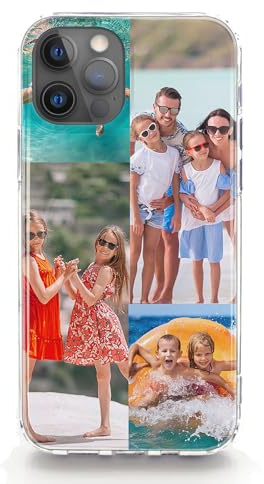 Personalised Phone Case For Apple iPhones, 17, 16, 15, 14, 13, 12, 11 Pro, Max, Mini, Plus, Samsung S24, S25 Gel Case Compatible with MagSafe, Custom Photo Cover, Personalize with Four Image Collage