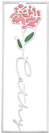 INBLUE Personalisierte Geburt Blume Lesezeichen mit Namen Messing Bunte Lesezeichen für Buchliebhaber Schneiden Namen Geschenke für Leseliebhaber (Stil A - Silber)