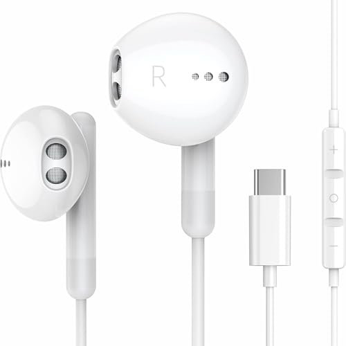 For Google Pixel 10/10 Pro/10 Pro XL/10 Pro Fold/9 Pro XL/9/9 Pro/9a/8a/7a/6a/5a/8/7 USB C Earphones In-Ear Headphones Wired Earphones Microphone Volume Control HiFi Stereo Noise Isolating Deep Bass