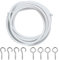 2 Metros Alambre de Cortina Curtain Wire con 4 Argollas y 4 Ganchos,Alambre Cable Cortina Kit Cuerdas de Cable para Barras de Cortina de Red para Cortina, Gusanillo para Cortinas- Blanco