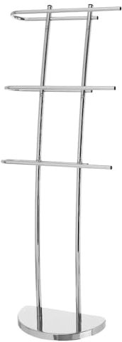 Relax World Portasciugamani da Terra in Acciaio Cromato 3 Bracci, Piantana Porta Asciugamani Base Semicircolare, 39 x 18 x 105 cm, Argento