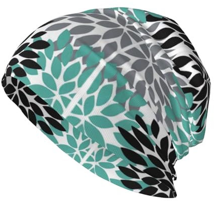 Dahlie Blume Erwachsene Mode Strickmütze Bohnenhut Elastische Krempe Warme Mütze Täglich Zuhause Schwarz Schwarz Einheitsgröße, Schwarz, Einheitsgr��e