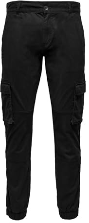 ONLY & SONS Herren Onscam Stage Cargo Cuff Life 6687 Noos, Schwarz, 27W / 32L EU