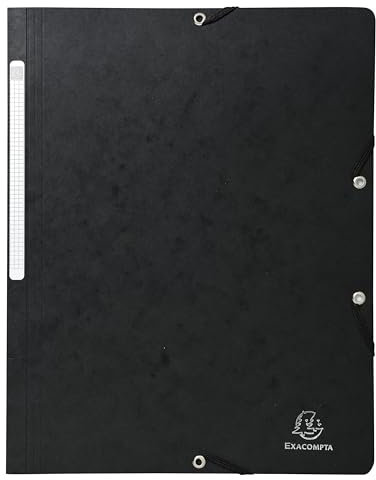 Exacompta - Art.-Nr. 555411E - Karton mit 25 Gummizugmappen ohne bedruckte Klappe - Glanzkarton 355 g/m² - Maße 24 x 32 cm für Dokumente im A4-Format - Farbe schwarz