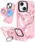 Kokaade for iPhone 15 Plus Case for Women Girls - Cute Kawaii Peach Blossom Design Compatible with Magsafe for Magnetic Ring Holder Stand Phone Cover Girly TPU Funda for iPhone 15Plus