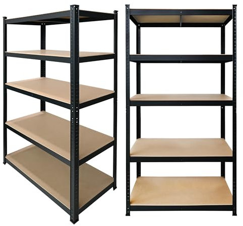 Tking Garage 5 Tier Regale Einheiten 175kg pro Tier Boltless Montage Lagerung Regale Lager Werkstatt Büro (schwarz, 180x90x40)