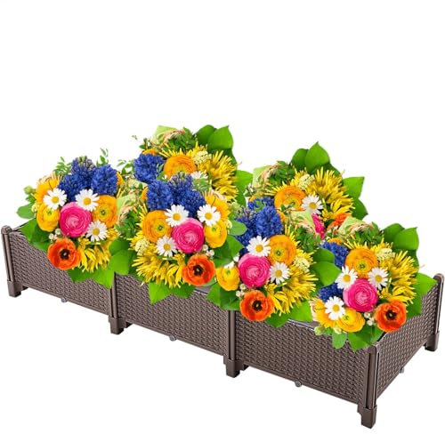 Kunststoff Rattan Hochbeet, Erhöhte Pflanzgefäße Aus Kunststoff, Hochbeet Anthrazit - Stahl Rostfrei Verzinkt & Grau Lackiert Wellblech Ovale Form Sehr Stabil Garten Beet, Pflanzkasten Effekt