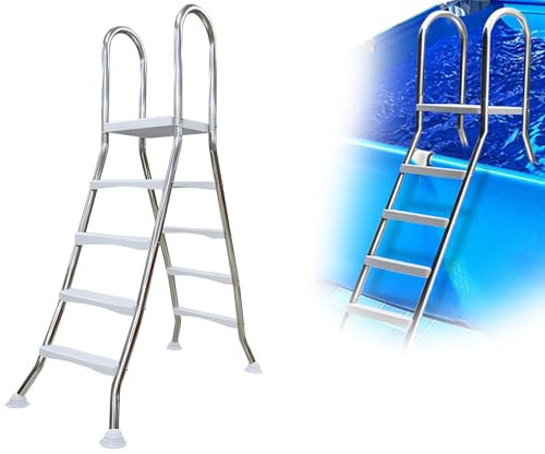 Échelle d'entrée/sortie pour piscines hors sol avec structure en acier double face pour piscines à paroi haute de 52, échelle pour piscines hors sol, charge 250 kg