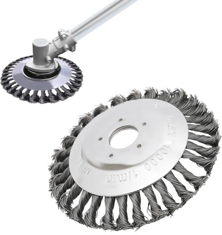 Steel Wire Trimmer Head, Grass Strimmer Head for Gasoline Lawn Mower, Universal Solid Wire Brush Strimmer Head for Lawn Rotating Replacement Tool Brushcutter Cutter Attachment (6 inch)