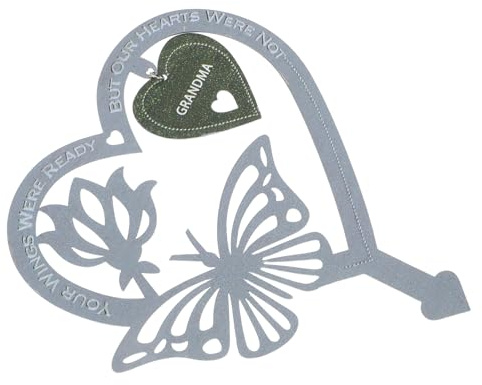 NULYLU Pieu De Jardin Funéraire en Métal Forme Cœur pour Décoration Extérieure, Plaque Commémorative Grandma, Résistant Aux Intempéries, Décoration Jardin Mémoire Familiale