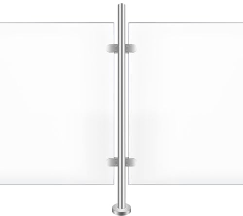 Barandilla de acero inoxidable, 110 cm, balaustradas de cristal, balcones con 4 grapas para 10-12 mm de grosor de material