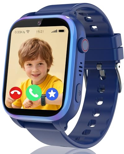 ELEJAFE 4G Kids Smart Watch Boys Girls,Smart Watch for Kids GPS Tracker with Video Call, Phone Call, Voice Chat, SOS Game IP68 Waterproof School Mode Smartwatch Birthday Gifts (Blue)