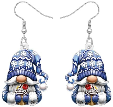 NEWEI Acryl Cute Weihnachten Zwerge Ohrringe Hängend Christmas Geschenke für Damen Mädchen Mama, Lustig Gnome Ohrringe Winter Holiday Schmuck Einzigartige Frauen Geschenke für Xmas Zubehör