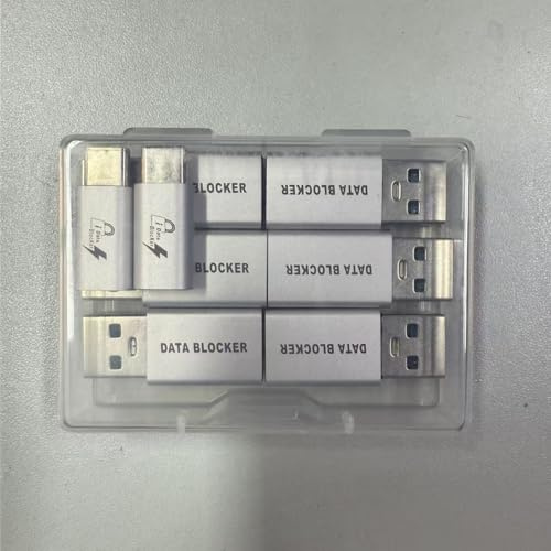 LUARXSIN USB Data Blocker Adapter & USB C Data Blocker Only for Charge, Protect Against Juice Jacking,for iPhone 15 16 and for Android Phone or for ipad (8 Pack Silver(AA*2+AC*4+CC*2))