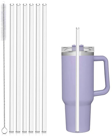 6pcs Reusable Clear Plastic Straws, Replacement Straws Compatible with Stanley Cups 40 Oz for Sips, Smoothies, Cocktails and Other Beverages, Easy to Clean