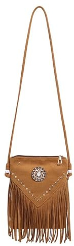Satiskid Tassel Crossbody Bag for Women, Vintage Fringe Crossbody Bag, Retro Boho Shoulder Bag with Long Adjustable Strap for Daily Outing Travel