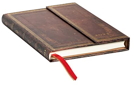 Sierra (Old Leather Collection) Midi Verso Dayplanner 2023: Hardcover, Verso Layout, 100 gsm, wrap closure