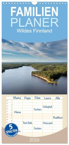 Familienplaner 2026 - Wildes Finnland mit 5 Spalten (Wandkalender, 21 cm x 45 cm), CALVENDO: Atemberaubende Landschaften und wilde Tiere des hohen Nordens (CALVENDO Natur)