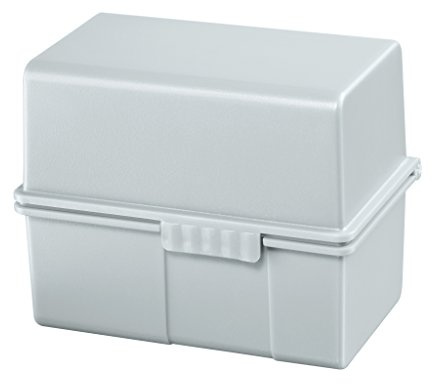 HAN 978-11, Card index box A8 landscape. Innovative, attractive design for 200 cards with steel hinge, supplied with 100 record cards and A-Z guide cards, light-grey