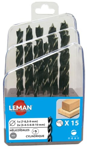 Leman 201.500.15 Coffret de 15 Forets hélicoïdales HSS pour bois
