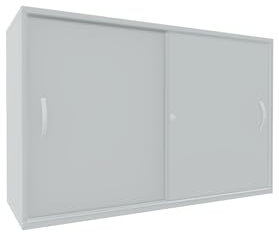Geramöbel Schiebetürenschrank mit Mittelseite, 2 Dekor-Einlegeböden, abschließbar, 1200x425x768, Lichtgrau/Lichtgrau