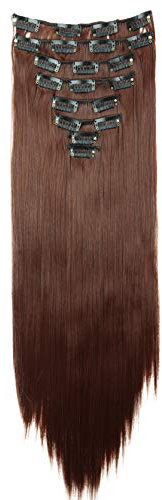 CAISHA XXL 50cm 8 Teile Set CLIP IN EXTENSIONS Nicole Haarverlängerung Haarteil Glatt Kastanienbraun CES109