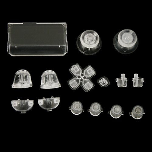 Mod Griff Kit Set für Sony PS4 Playstation Controller Leuchtende Taste - Weiß