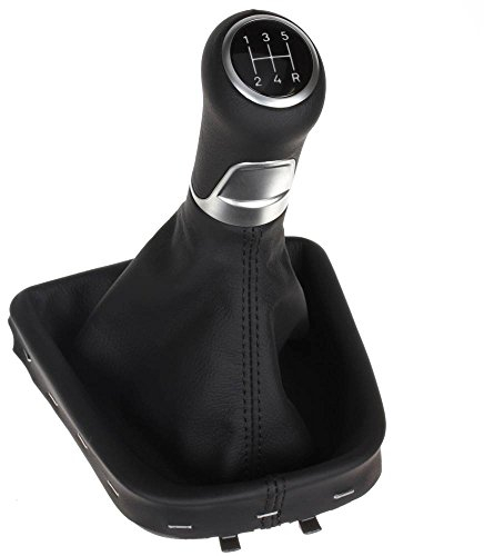 ICT Schaltknauf Schalthebel Schaltsack Schaltmanschette Echtleder, 5 gang mit Rahmen kompatibel mit: VW UP Typ AA, Seat Mii, Skoda Citigo 2011 bis heute
