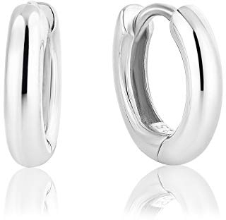DTPsilver - Damen - Creolen Scharnierbügel - Ohrringe 925 Sterling Silber - Dicke 3 mm - Durchmesser 15 mm