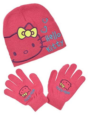 Hello Kitty Girls Hat and Gloves Set - 54 - 6/8 - Fuchsia