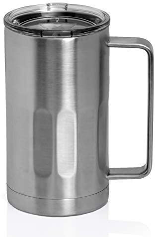 Maxam Bierkrug aus Edelstahl mit Deckel, doppelwandig, vakuumisoliert, bruchsicher und auslaufsicher (1)