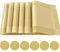 Time to Sparkle Set of 12 PCS Vinyl Woven 6pcs Placemats + 6pcs Coasters Place Mats Non slip Table Mats Waterproof Heat-resistant Dining Table Mats Decor(Gold)