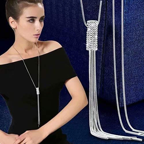 LINSUNG Femmes Charm Perles de Cristal Pendentif Collier de Luxe Collier Long Pull ne Cadeau, Taille Unique