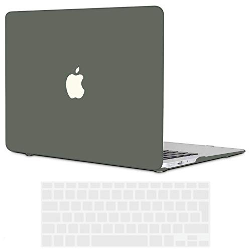 TECOOL Hülle Kompatibel mit Alten MacBook Air 13 Zoll 2010-2017 (A1466 A1369), Ultradünne Schutzhülle Hartschale Case mit Tastaturschutz (EU Layout), Armeegrün