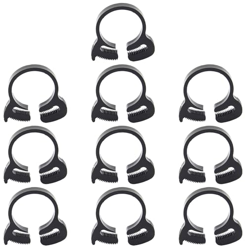 MroMax Double Snap Grip Nylon Hose Clamps-24.3mm-26.1mm/0.96-1.03 Adjustable Ratcheting Hose Clamp for Connecting, Fastening, Sealing Hoses and Other Tubular Objects Black 10Pcs