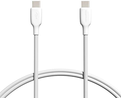 Amazon Basics Câble de chargement rapide USB-C vers USB-C 2.0, vitesse de 480 Mbit/s, certifié USB-IF, pour Apple iPhone 16/15, iPad, Samsung Galaxy, tablettes, ordinateurs portables, 0.9 m, blanc