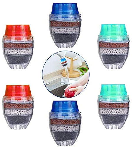 BETOY 6 Pezzi Rubinetto Acqua Carbone Attivo Filtro Acqua Mini Filtro con Carbone Cartuccia Filtro Pulito Rubinetto Cucina di Casa
