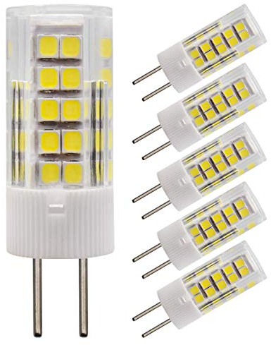 TZHILAN 4W GY6.35 LED-Glühbirnen AC DC 12V Tageslichtweiß 6000K JC Bi-Pin-Sockel Mini-Lampe Äquivalent 40W Halogenlampe Ersatz 5er Pack [MEHRWEG]
