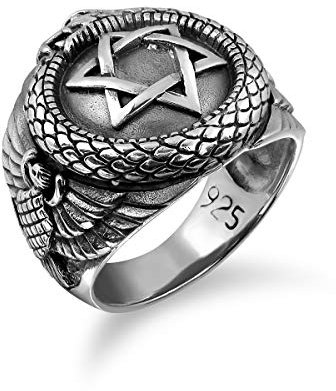 WithLoveSilver Ring aus 925er Sterlingsilber, keltische Schlange, Schlange, Davidstern, Raven, 925er Sterlingsilber, Silber, nicht bekannt