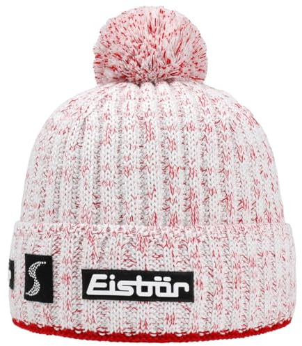 Eisbär Naja Crystal Bommelmütze Strickmütze Wintermütze Damen - Made in Austria mit Umschlag, Futter, Umschlag Winter Herbst-Winter