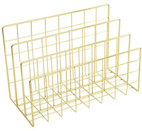 Yeglg Schreibtisch-Briefsortierer, Briefablage, Organizer Post, Bücher, Akten, Broschüren, Postkarten (3 Fächer, goldfarben)