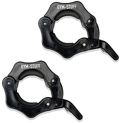 Protone 2 or 1 Olympic Barbell Clips - Locking clamp Collars with Quick Release Clips 5cm or 2.5cm for Weight Lifting (1 Black)