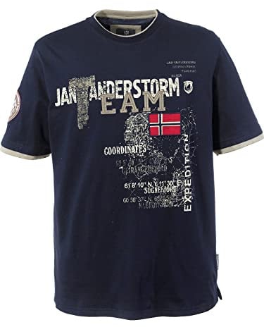 Jan Vanderstorm Herren T-Shirt Sölve Dunkelblau, 7XL (XXXXXXXL) - 80/82