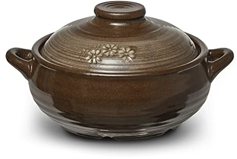 Dolsot Korean Stone Bowl Clay Pot for Cooking - Large 34oz, Includes Lid