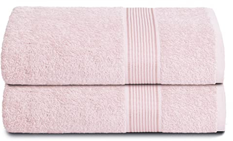 GLAMBURG Lot de 2 draps de Bain surdimensionnés en Coton 100 x 150 cm, Grandes Serviettes de Bain, Ultra absorbantes compactes à séchage Rapide et léger, Rose